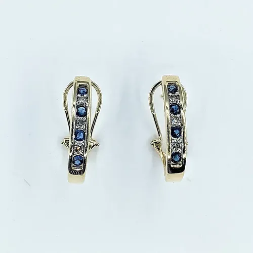 Understated Diamond & Sapphire "J" Hoop Earrings