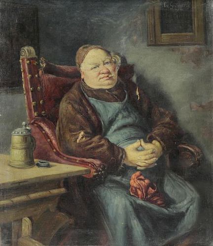 VON GRUTZNER, Eduard. Oil on Canvas. Monk Smoking.