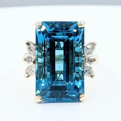 Mesmerizing Blue Topaz & Diamond Cocktail Ring