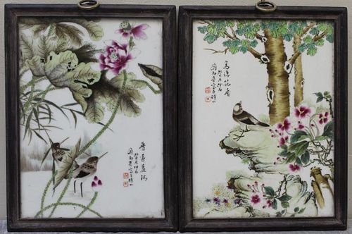 Pair of Framed Chinese Porcelain Plaques.