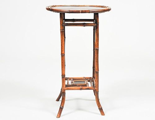 VICTORIAN BAMBOO AND LACQUERED PANEL SIDE TABLE