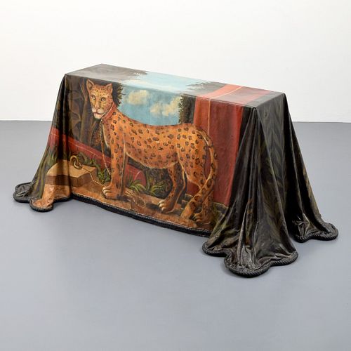 Reginald Baxter Hand-painted Leopard Console Table