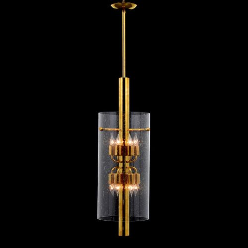 Large Brass Pendant Light, Manner of Fontana Arte