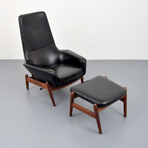Ib Kofod-Larsen Recliner / Lounge Chair & Ottoman