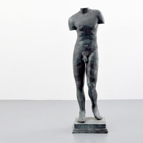 Large Bronze Male Nude Sculpture / Fountain