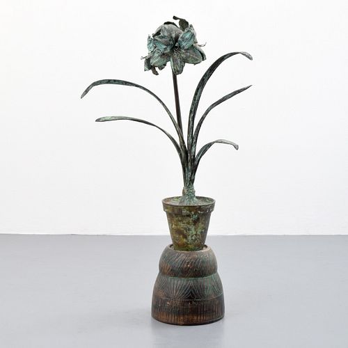 Large Rhonda Shearer Bronze Flower Sculpture