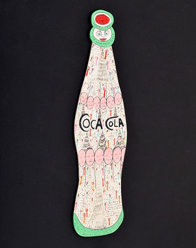 Large Howard Finster Coke Bottle Painting