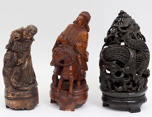 GROUP OF THREE CARVED WOOD GROUPS