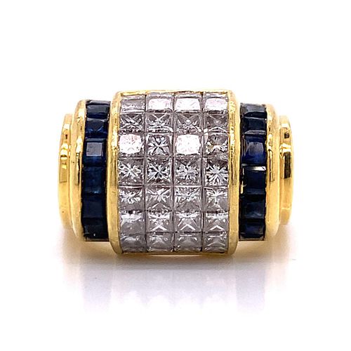Diamonds & Sapphires Ring in 18k yellow Gold