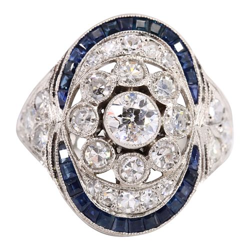 1.62ctw Diamonds, Sapphires & Platinum Ring