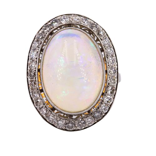 8.70ctw Diamonds, Opal & Platinum Ring