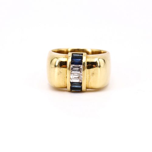 Sapphires, Diamonds & 18k gold Ring