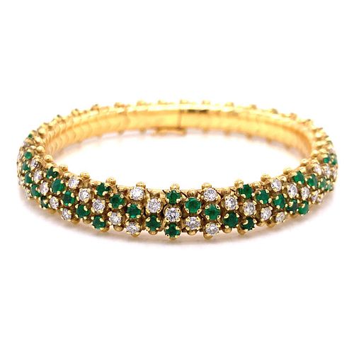 7.50 ctw Diamonds & Emeralds 18k Gold Bracelet