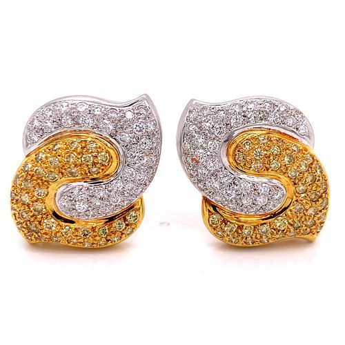 5.50Ctw Diamonds & 18k yellow Gold Earrings