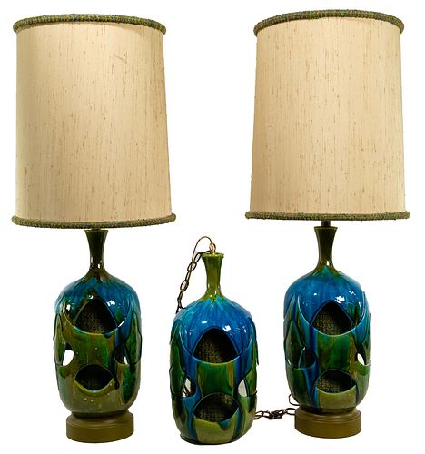 (Attributed to) Honi Chilo 3-Piece Ceramic Lamp Set