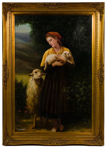 U. Hartmann after William-Adolphe Bouguereau 'The Shepherdess' Oil on Canvas