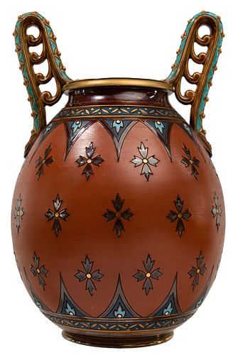Mettlach Double Handled Vase
