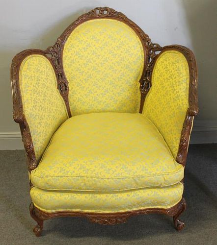 Louis XV Style Carved Wood and Upholstered