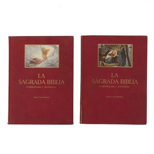 Perlatii, Franco. La Sagrada Biblia. México: Librería Herrero Editorial, 1955. Antiguo y Nuevo Testamento. Piezas: 2.