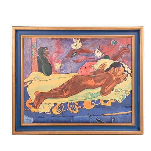 B. ARGÜELLES. Reproducción de "El espíritu de los muertos vela" de Paul Gauguin. Firmado y fechado 58. Acrílico sobre tela.