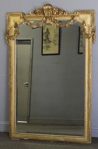 Quality 19th C. Carved & Gilt over Mantel Mirror.