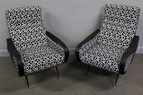 Italian Modern Zanuso Style Arm Chairs.