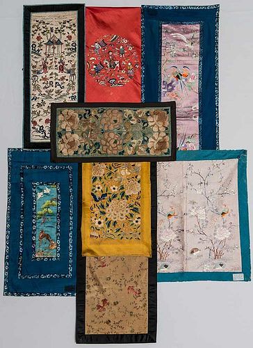 EIGHT EMBROIDERED TEXTILES, CHINA, 1900