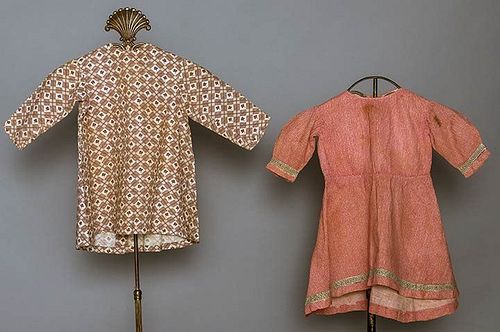TWO TODDLER'S CALICO DRESSES, 1870s