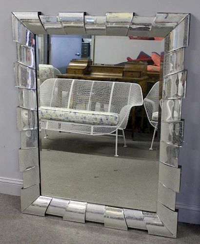 Modern Decorative Mirror with Pieced Border.