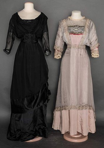 TWO SILK EMPIRE GOWNS, 1910-1912