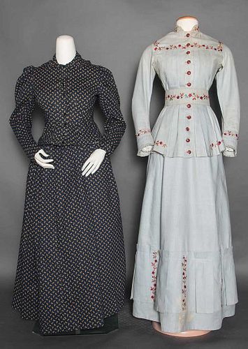 TWO COTTON DAY DRESSES, c. 1875