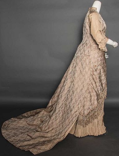 SILK BROCADE RECEPTION DRESS, 1875-1885