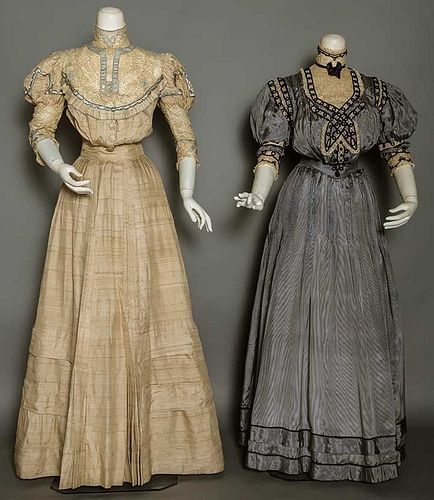 TWO SILK AFTERNOON DRESSES, c. 1908
