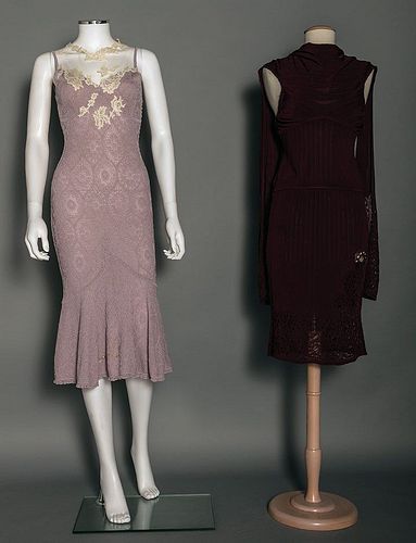 TWO GALLIANO KNIT LACE PARTY DRESSES, 1990s