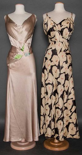 TWO SILK EVENING GOWNS, 1930s
