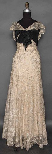 CHANEL COUTURE WHITE LACE GOWN, c. 1935