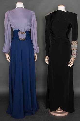 TWO SILK CREPE EVENING GOWNS, 1940s