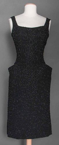 CEIL CHAPMAN BEADED COCKTAIL DRESS, 1950s