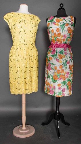 TWO SEQUIN COCKTAIL DRESSES, c. 1960
