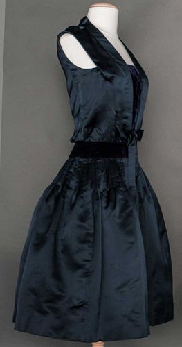 CHRISTIAN DIOR NAVY SILK DRESS, LATE 1950s