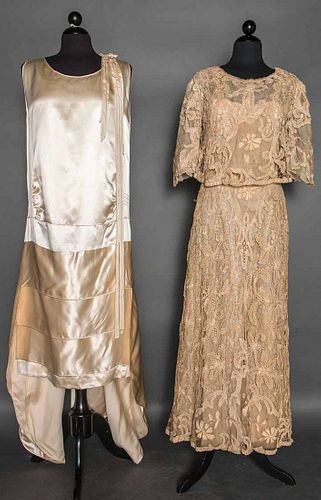 TWO FORMAL GOWNS, c. 1914 & c. 1925