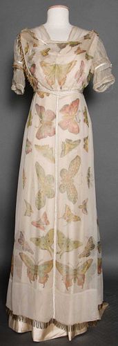 BUTTERFLY PRINTED CHIFFON GOWN, c. 1912
