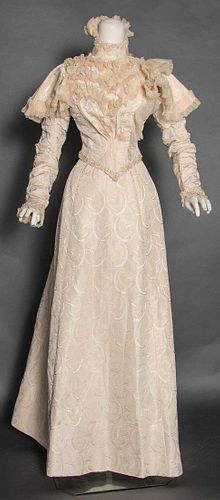 SILK BROCADE WEDDING DRESS, DENVER, c. 1898