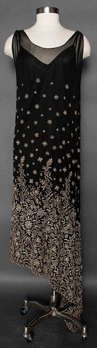SILVER EMBROIDERED EVENING DRESS, 1920s