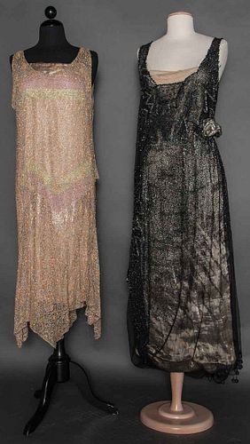 TWO BEADED & LAME DRESSES, 1920s