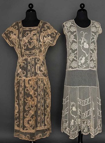 TWO LINEN & TWO LACE GARMENTS, 1930s