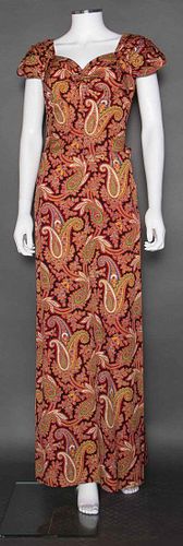 RAYON PRINT SUMMER DRESS, 1940s