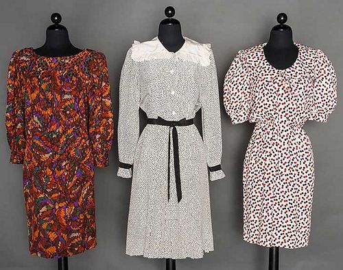 THREE SAINT LAURENT DAY DRESSES, 1980s