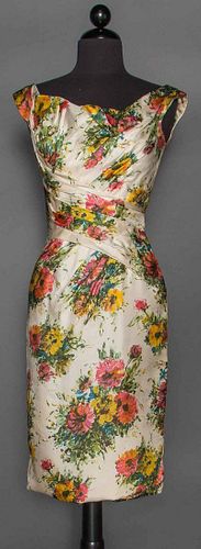 CEIL CHAPMAN PRINTED DRESS, 1950