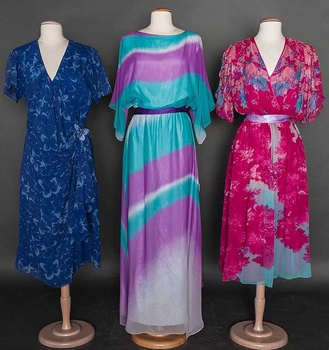 THREE HANAE MORI DAY DRESSES, 1980-1990